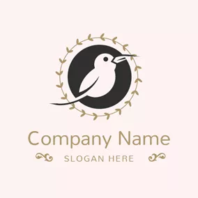 Woodpecker Logo Branch and Encircled Bird logo design