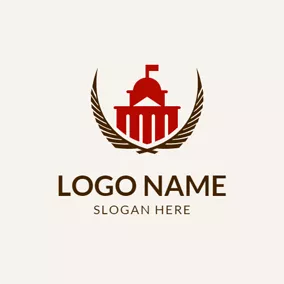 Government Logo Branch and Red Government Building logo design