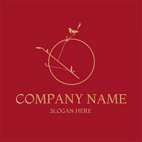 Sketch Logo Branch Bird Circle Chinese logo design