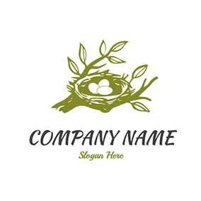 Nest Logo Branch Hay Egg Nest logo design