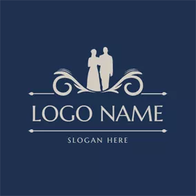 Logótipo De Beleza Bride and Bridegroom Portrait logo design