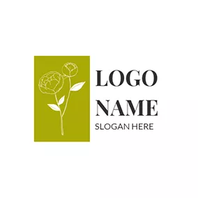 花盛りのロゴ Bright Yellow Rectangle and Flower logo design