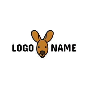 キャラクターロゴ Brown and Black  Kangaroo Head logo design