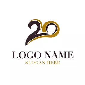 周年慶Logo Brown and Black 20th Anniversary logo design