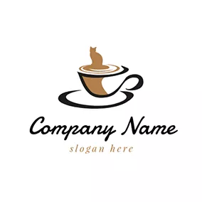 杯子logo Brown and Black Hot Coffee logo design