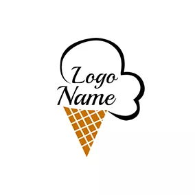夏ロゴ Brown and Chocolate Ice Cream Cone logo design