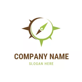 Concept Logo Brown and Green Compass logo design