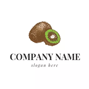 獼猴桃logo Brown and Green Kiwi Icon logo design