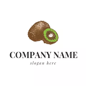 Delicious Logo Brown and Green Kiwi Icon logo design