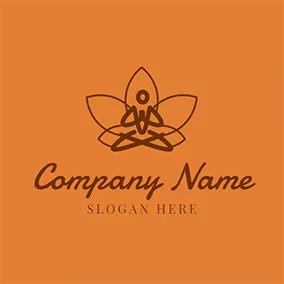 Logotipo De Yoga Brown and Orange Lotus logo design