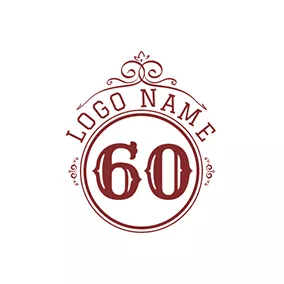 慶祝 Logo Brown and White 60th Anniversary logo design