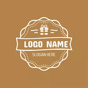Badge Logo Brown and White Birthday Present logo design