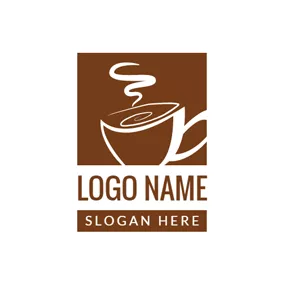 蒸汽logo Brown and White Coffee Cup logo design
