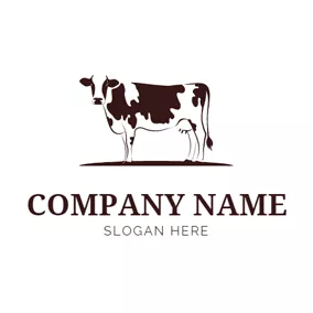 Cattle Logo Brown and White Cow logo design