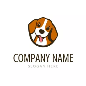 アニメロゴ Brown and White Dog logo design