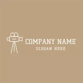 Vlog Logo Brown and White Film Projector logo design