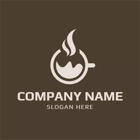 Hot Logo Brown and White Fumy Coffee Cup logo design