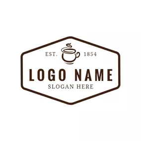 ドリンクのロゴ Brown and White Fumy Coffee logo design