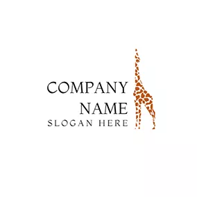 キリンロゴ Brown and White Giraffe Icon logo design