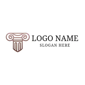 柱子 Logo Brown and White Marble Pillar logo design