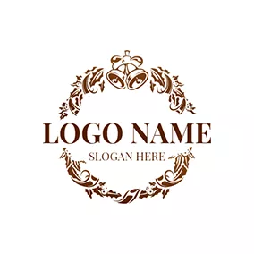 Logótipo Sino Brown and White Small Bell logo design