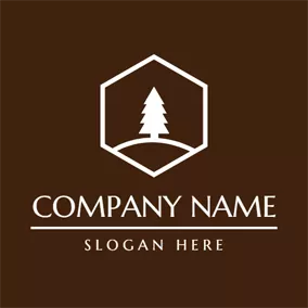 Outline Logo Brown and White Straight Tree logo design