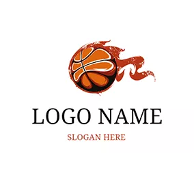 バスケットのロゴ Brown and Yellow Basketball Icon logo design