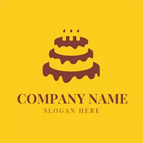 蛋糕Logo Brown and Yellow Birthday Cake logo design