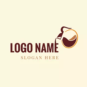 Coffee Cup Logo Brown and Yellow Coffeepot logo design