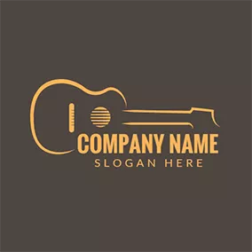 Singer Logo Brown and Yellow Guitar logo design