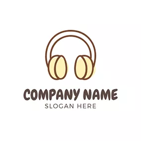 Bluetoothロゴ Brown and Yellow Wireless Headset logo design