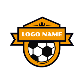 Brown Badge and White Football logo design