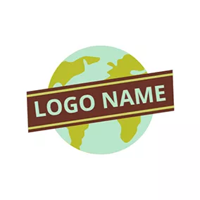 Day Logo Brown Banner and Green Globe logo design