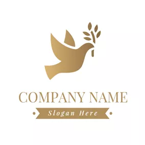 布谷鸟 Logo Brown Branch and Outlined Dove logo design