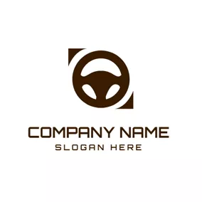 Lässiges Logo Brown Car Steering Wheel logo design