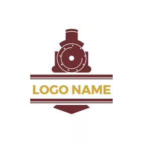 Train Logo Brown Chimney and Locomotive logo design