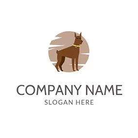 動物のロゴ Brown Circle and Chocolate Dog logo design