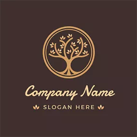 Nature Logo Brown Circle and Flower Tree logo design