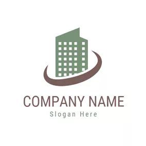 Develop Logo Brown Circle and Green Tenement logo design