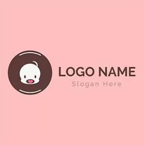 愛Logo Brown Circle and Lovely Baby logo design