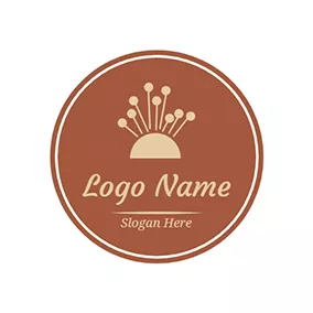 別針 Logo Brown Circle and Needle logo design