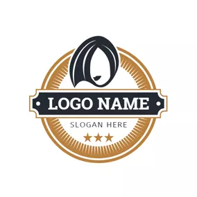 Lady Logo Brown Circle and Trendy Hairstyle logo design