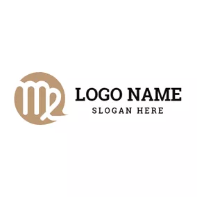 處女座 Logo Brown Circle and Virgo Icon logo design