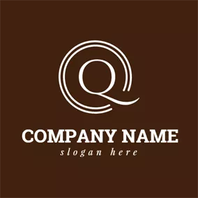 Qロゴ Brown Circle and White Letter Q logo design