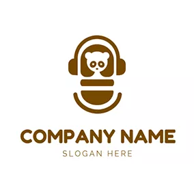 Animated Logo Brown Coati Earphone and Podcast logo design