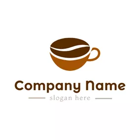 Caffeine Logo Brown Cup and Chocolate Coffee logo design