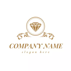 婚約のロゴ Brown Decoration and Diamond logo design