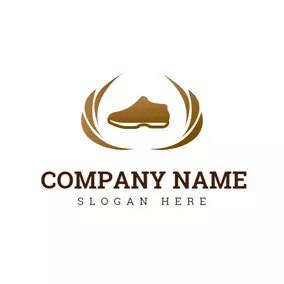 鞋Logo Brown Decoration and Encircled Shoe logo design