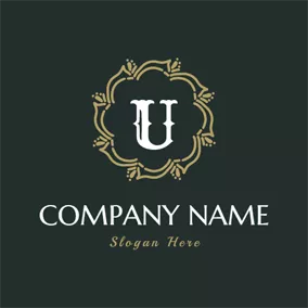 古典 Logo Brown Decoration and Letter U logo design