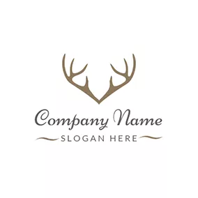 駝鹿 Logo Brown Deer Horn Icon logo design